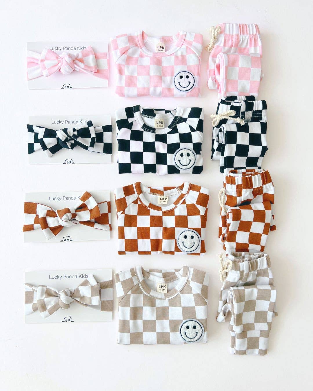 Checkered Smiley Lounge Set | Copper: 12-18M