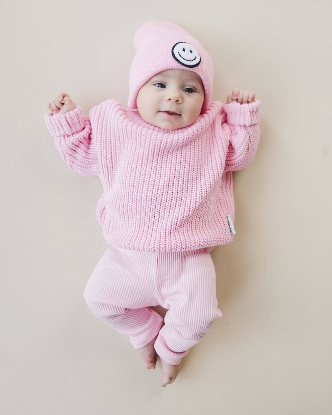 Smiley Beanie | Pink: Baby