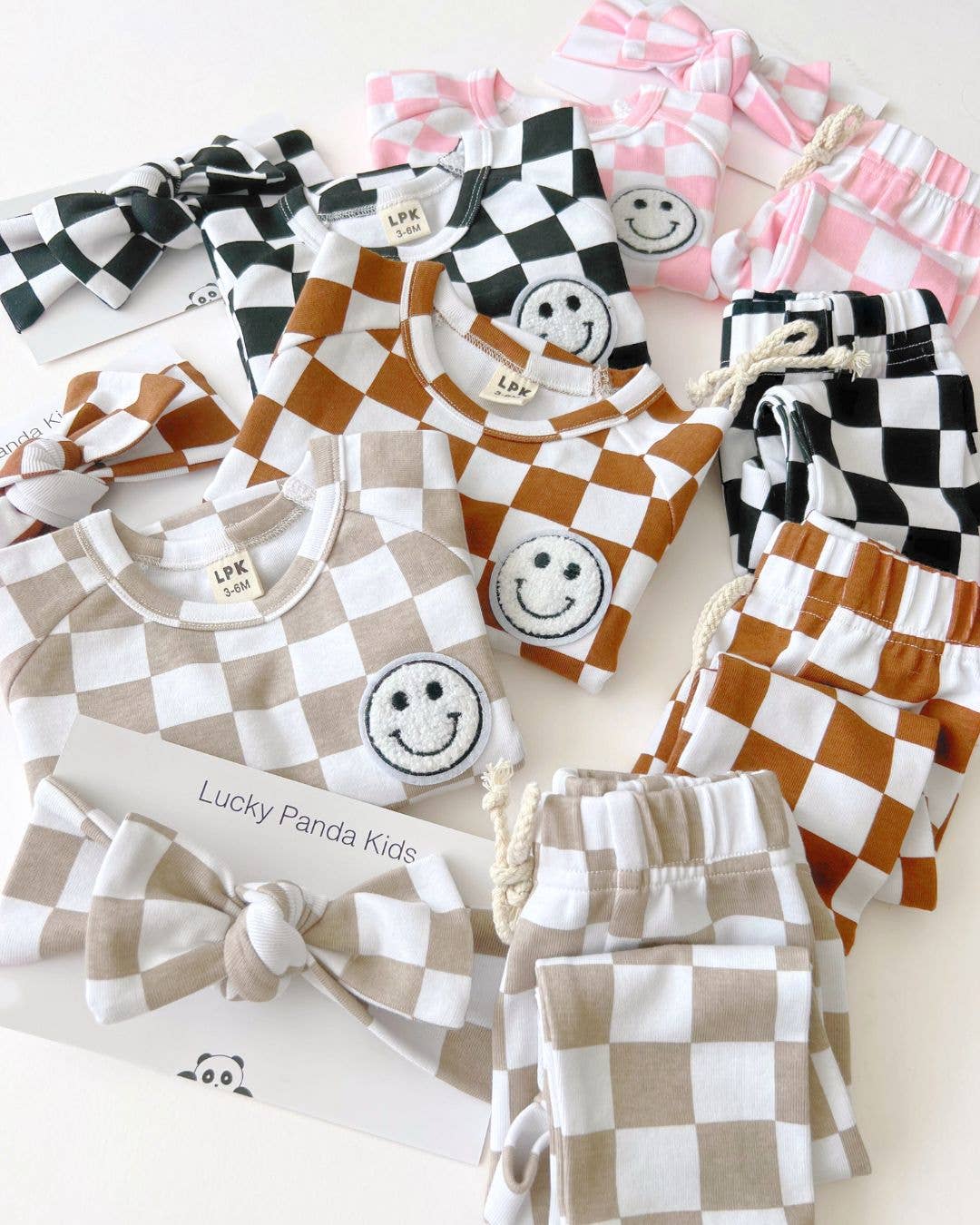 Checkered Smiley Lounge Set | Copper: 12-18M