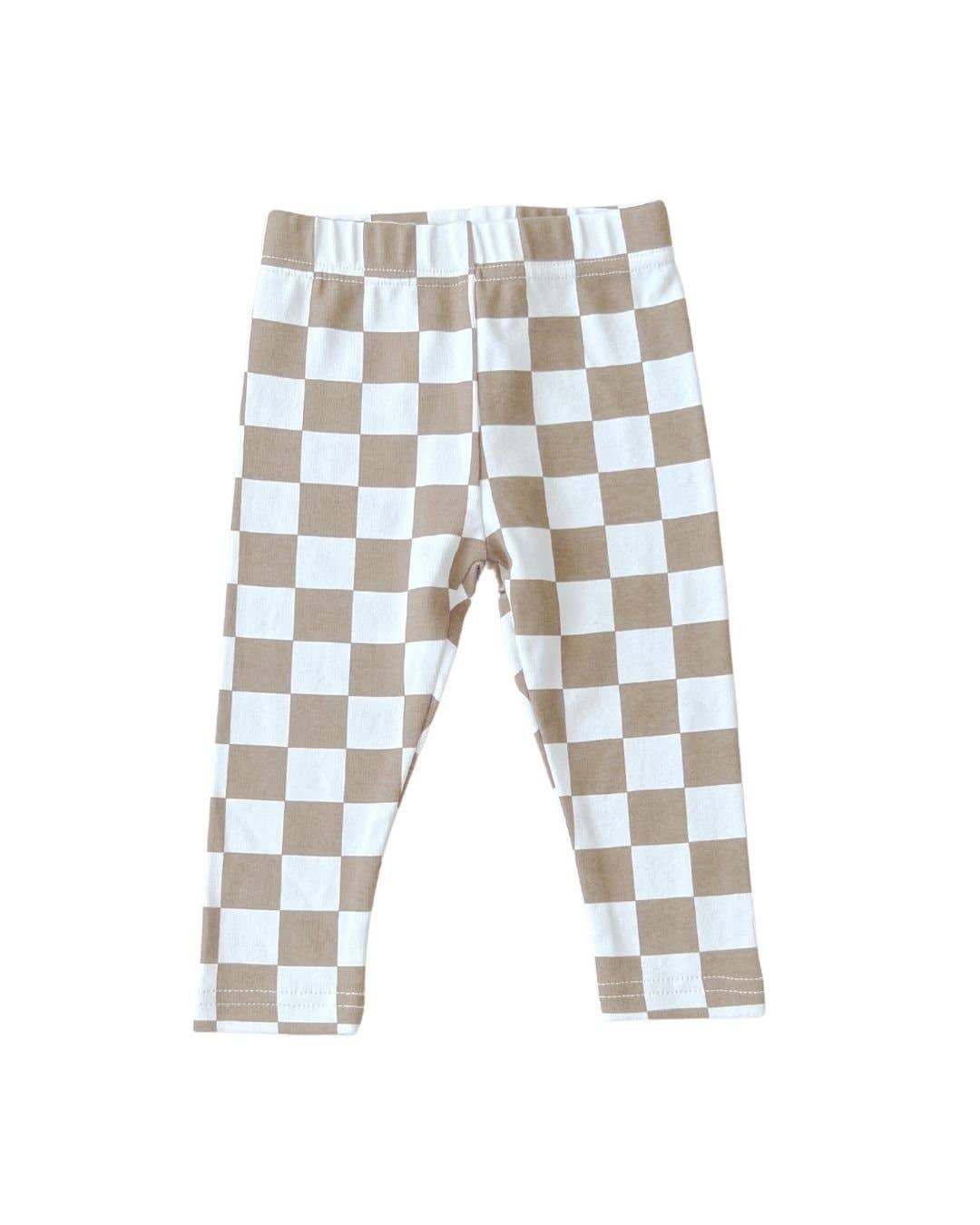 Checkered Leggings | Latte: 6-12M